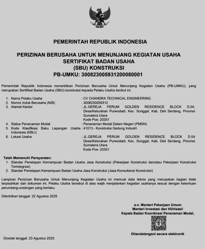 SBU Konstruksi License